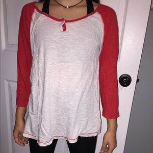 Red and white tee